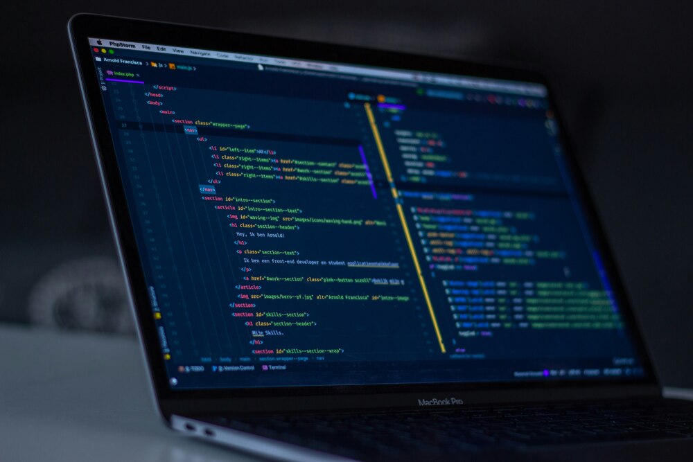 code editor screen showing complex backend logic in dark mode